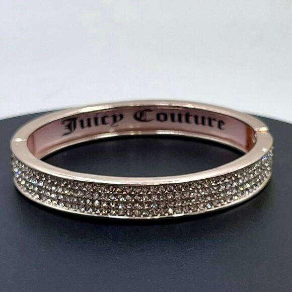 Juicy Couture Vintage Rose Gold Pave Crystal Bangle Bracelet - Picture 1 of 11